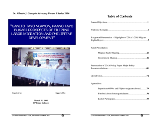 "Ganito tayo ngayon, paano tayo bukas? Prospects of Filipino labor migration and Philippine development"