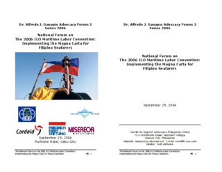 National Forum on the 2006 ILO Maritime Labor Convention: Implementing the Magna Carta for Filipino Seafarers